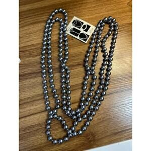 Nwt- endless possibilities- long strand gray faux pearl necklace- multi wear
